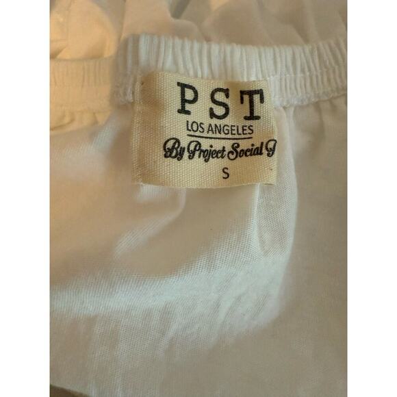 PST By Project Social T Peplum Ruffle Crop Tank Top Women’s Size S White NWOT - Picture 4 of 5